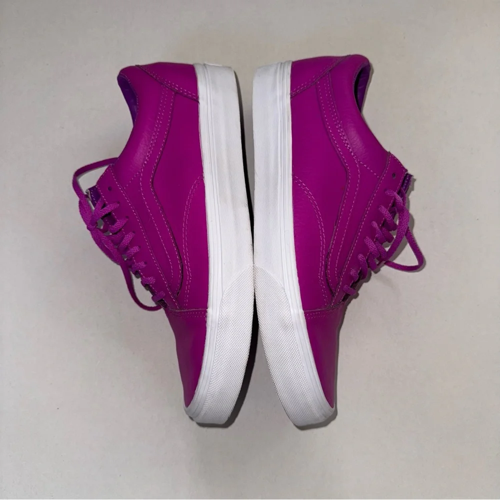Vans Leather Old Skool Women's Fuchsia Sneakers - Picture 5 of 13